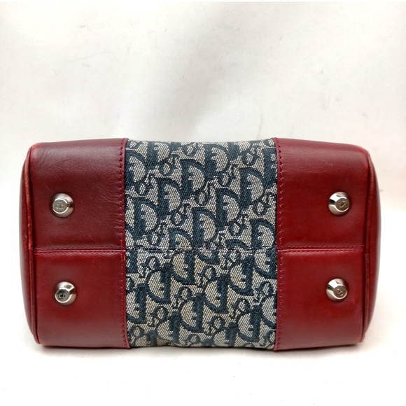 Christian Dior Navy Blue canvas and red burgundy leather straps made in Italy - Picture 4 of 9